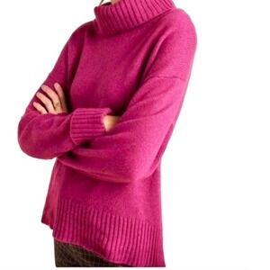 Anthropologie Blair Wool Blend Fall Turtleneck Sweater Fuchsia Pink Cozy Size XS